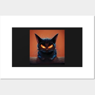 Halloween Black Cat Art Posters and Art